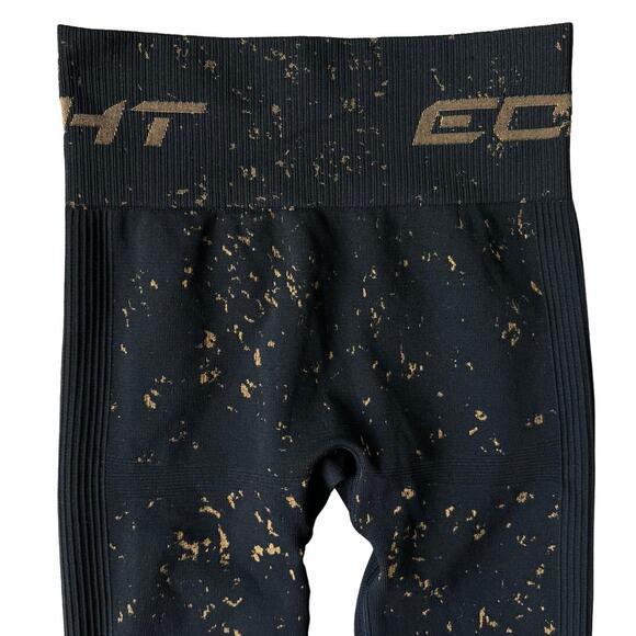 ECHT Divine Series Black/Gold Ribbed Leggings, Women's X-SMALL - Picture 3 of 8